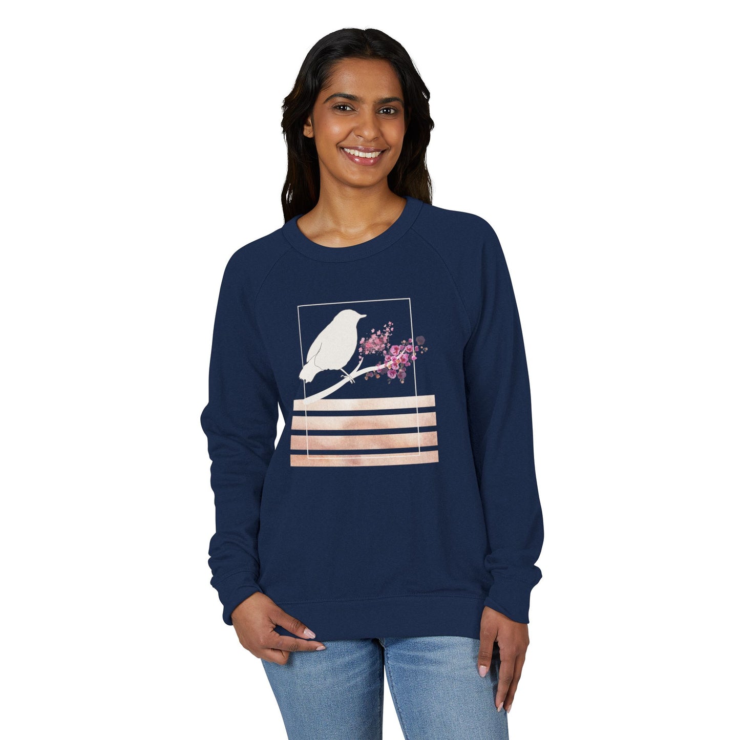 Floral Ribbed Crewneck Sweatshirt - Cozy Casual Wear, Gift for Her, Everyday Style, Spring Fashion, Flower Design