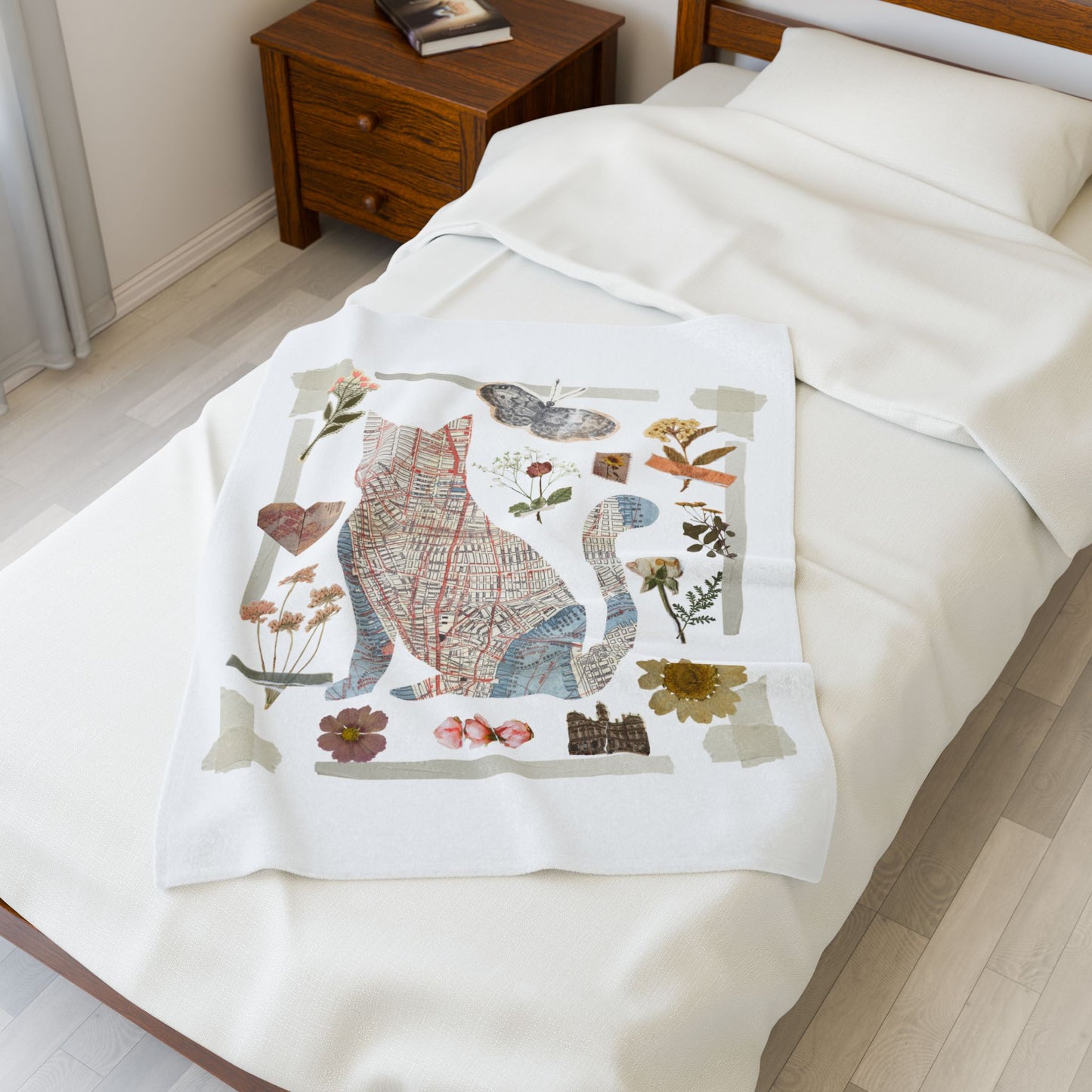 Cozy Floral Velveteen Plush Blanket - Soft throw for home decor, blanket for couch, warm gift for housewarming, plant lover home accessory