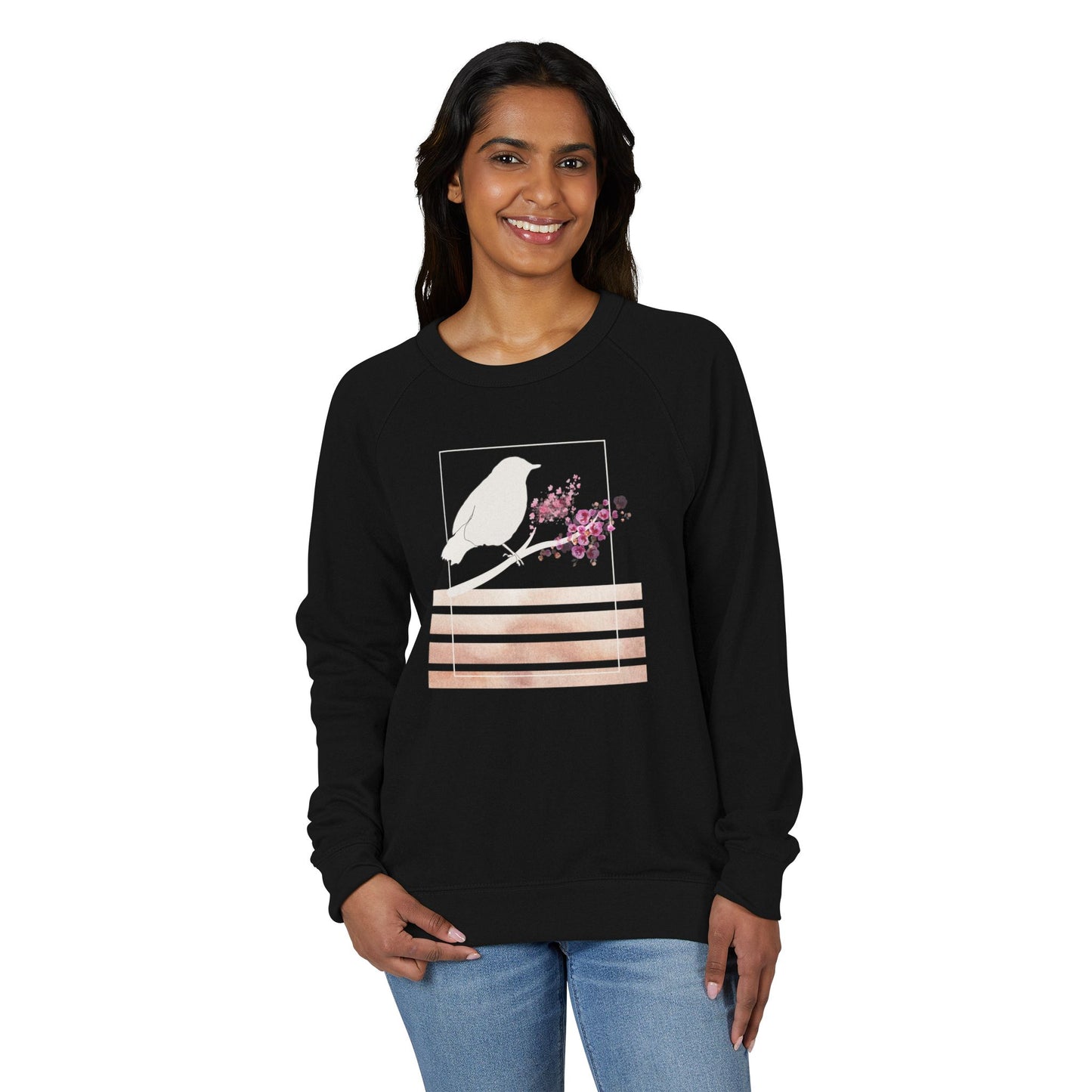 Floral Ribbed Crewneck Sweatshirt - Cozy Casual Wear, Gift for Her, Everyday Style, Spring Fashion, Flower Design