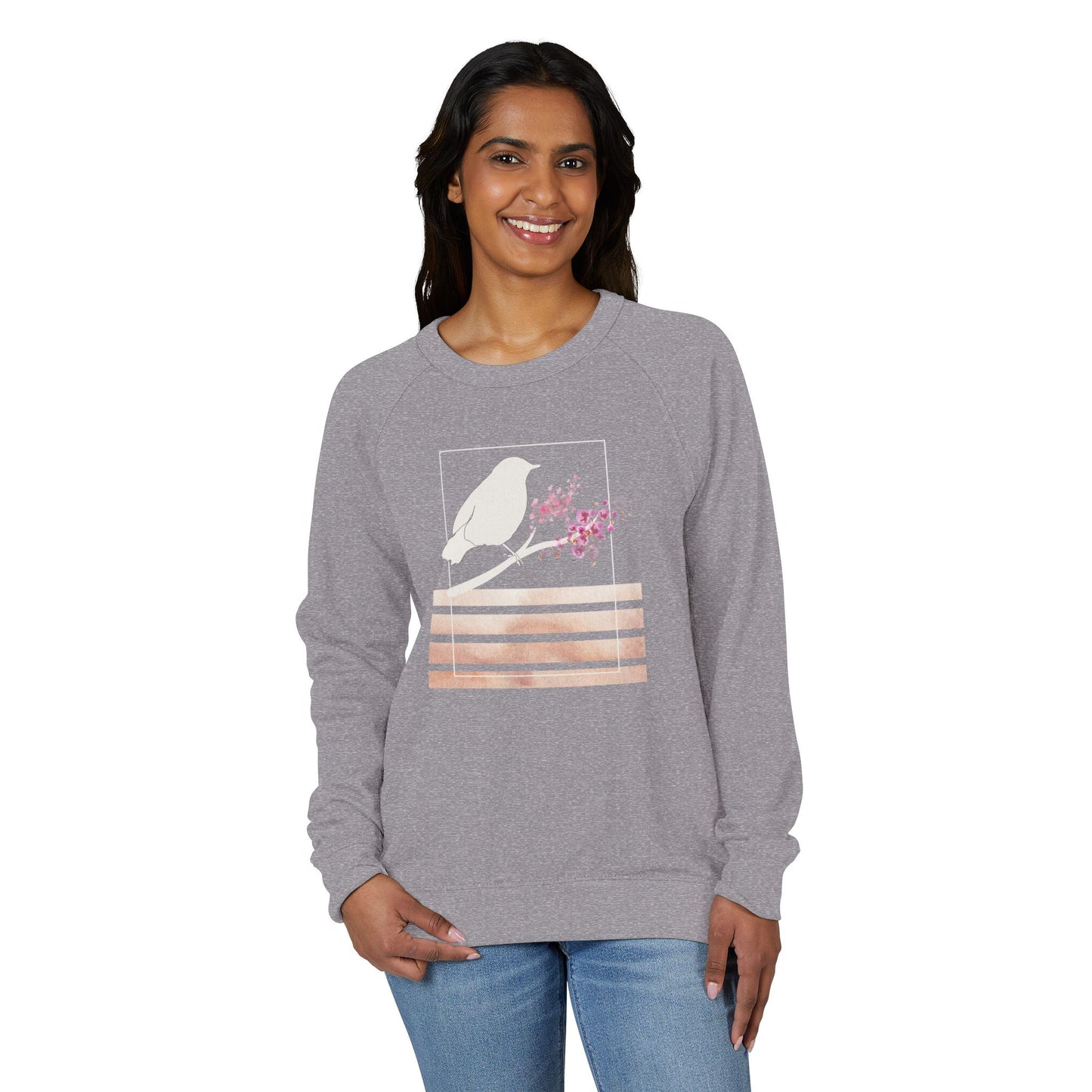 Floral Ribbed Crewneck Sweatshirt - Cozy Casual Wear, Gift for Her, Everyday Style, Spring Fashion, Flower Design