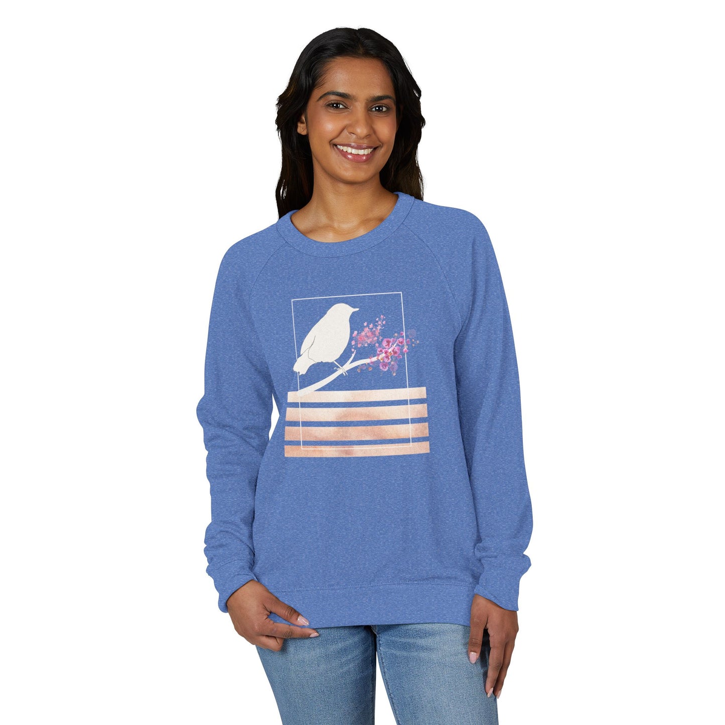 Floral Ribbed Crewneck Sweatshirt - Cozy Casual Wear, Gift for Her, Everyday Style, Spring Fashion, Flower Design