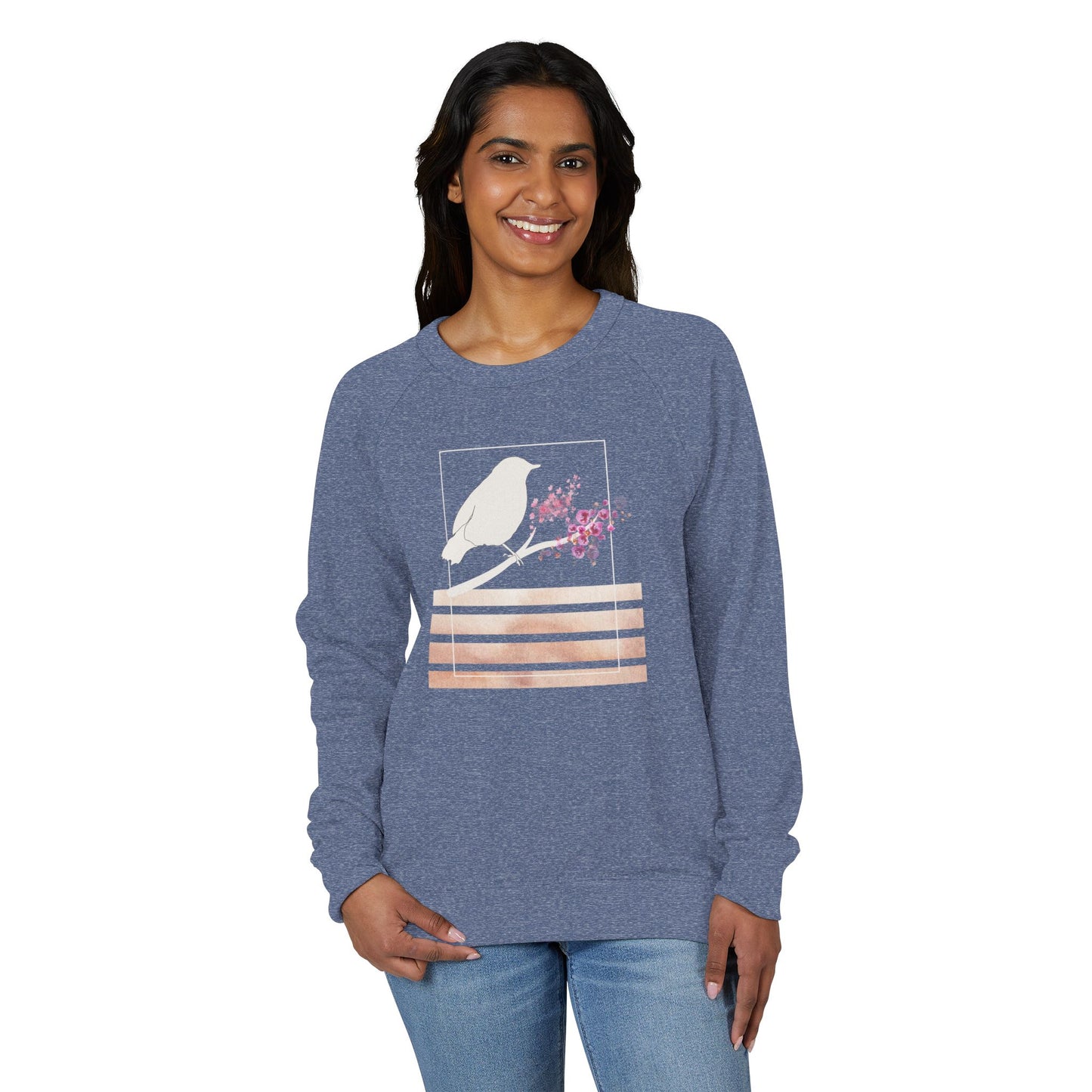 Floral Ribbed Crewneck Sweatshirt - Cozy Casual Wear, Gift for Her, Everyday Style, Spring Fashion, Flower Design