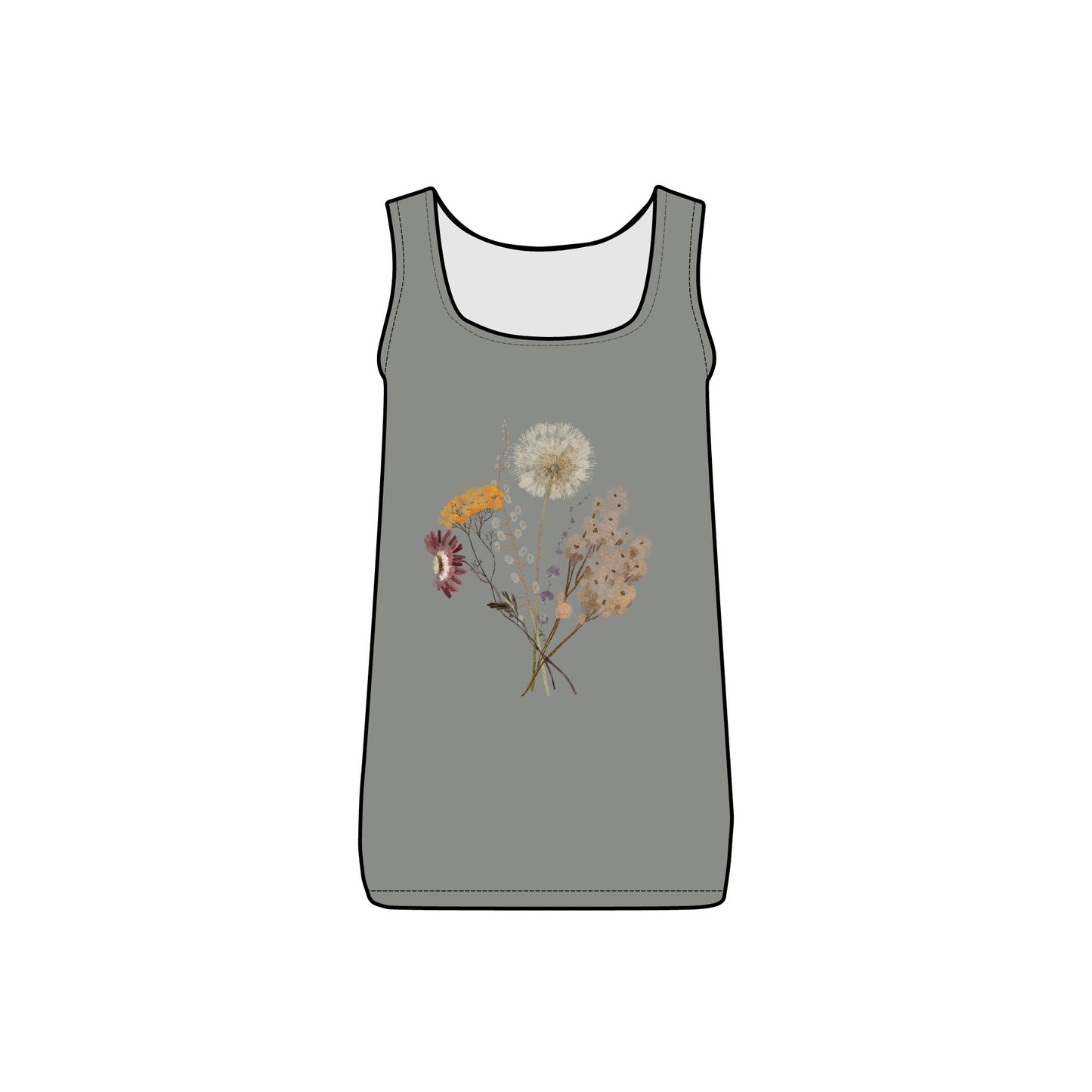 Floral Women's Micro Ribbed Tank - Summer Casual Wear, Boho Style, Gifts for Her, Layering Top, Floral Aesthetic