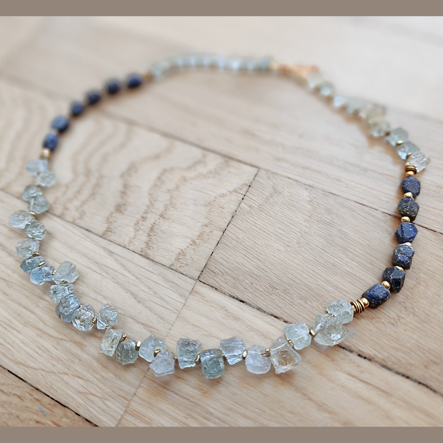 Raw Sapphire & Aquamarine Necklace (18"-19")