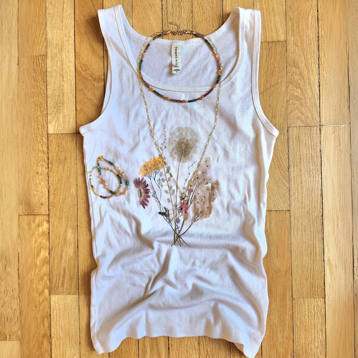 Floral Women's Micro Ribbed Tank - Summer Casual Wear, Boho Style, Gifts for Her, Layering Top, Floral Aesthetic