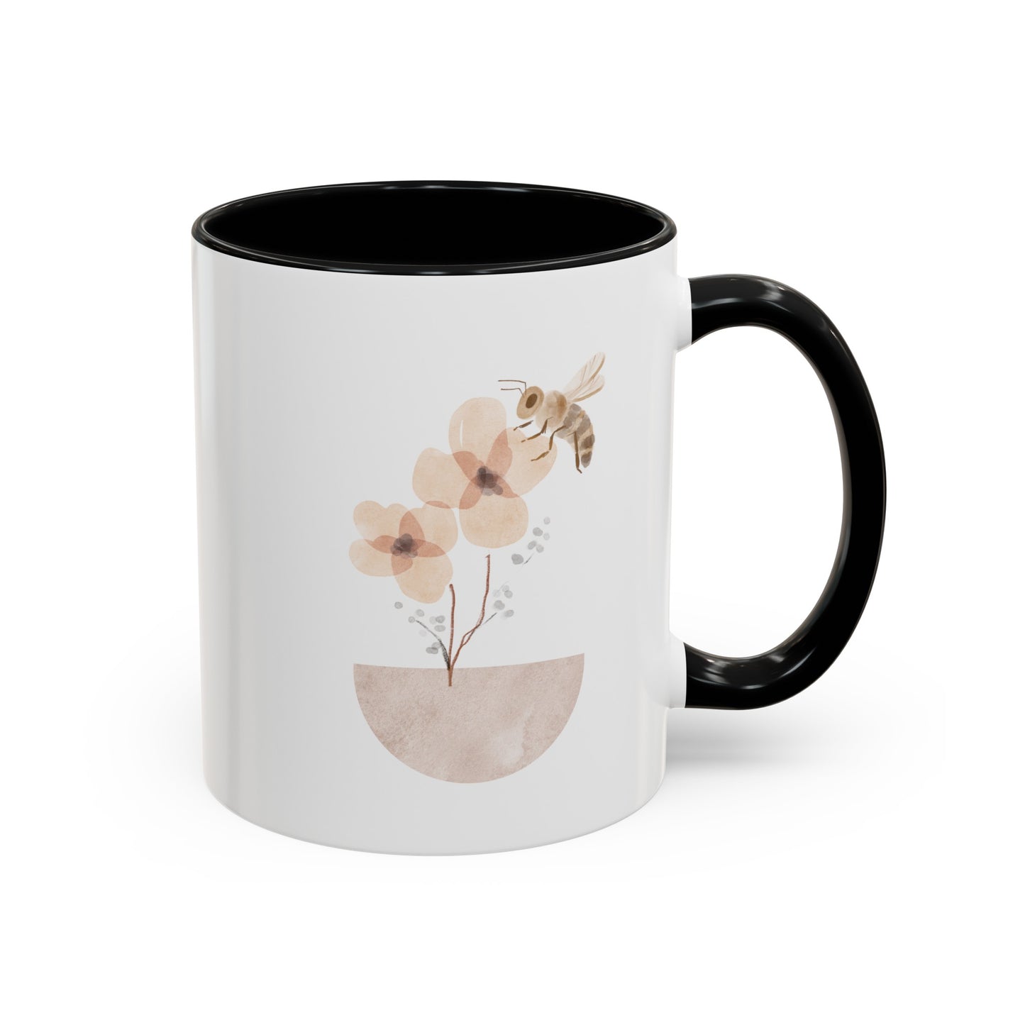 Watercolor Bee Flower Mug