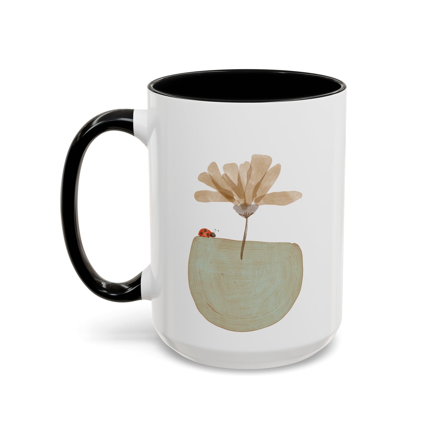 Flower and Ladybug Coffee Mug