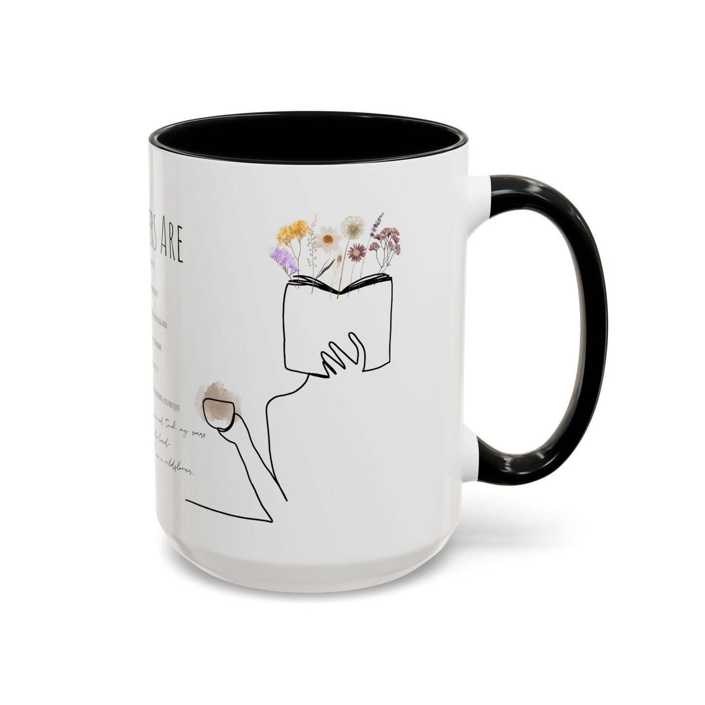 Floral Design Coffee Mug, Cozy Gift for Readers, Cute Decor for Home, Perfect for Coffee Lovers, Unique Kitchen Accessories