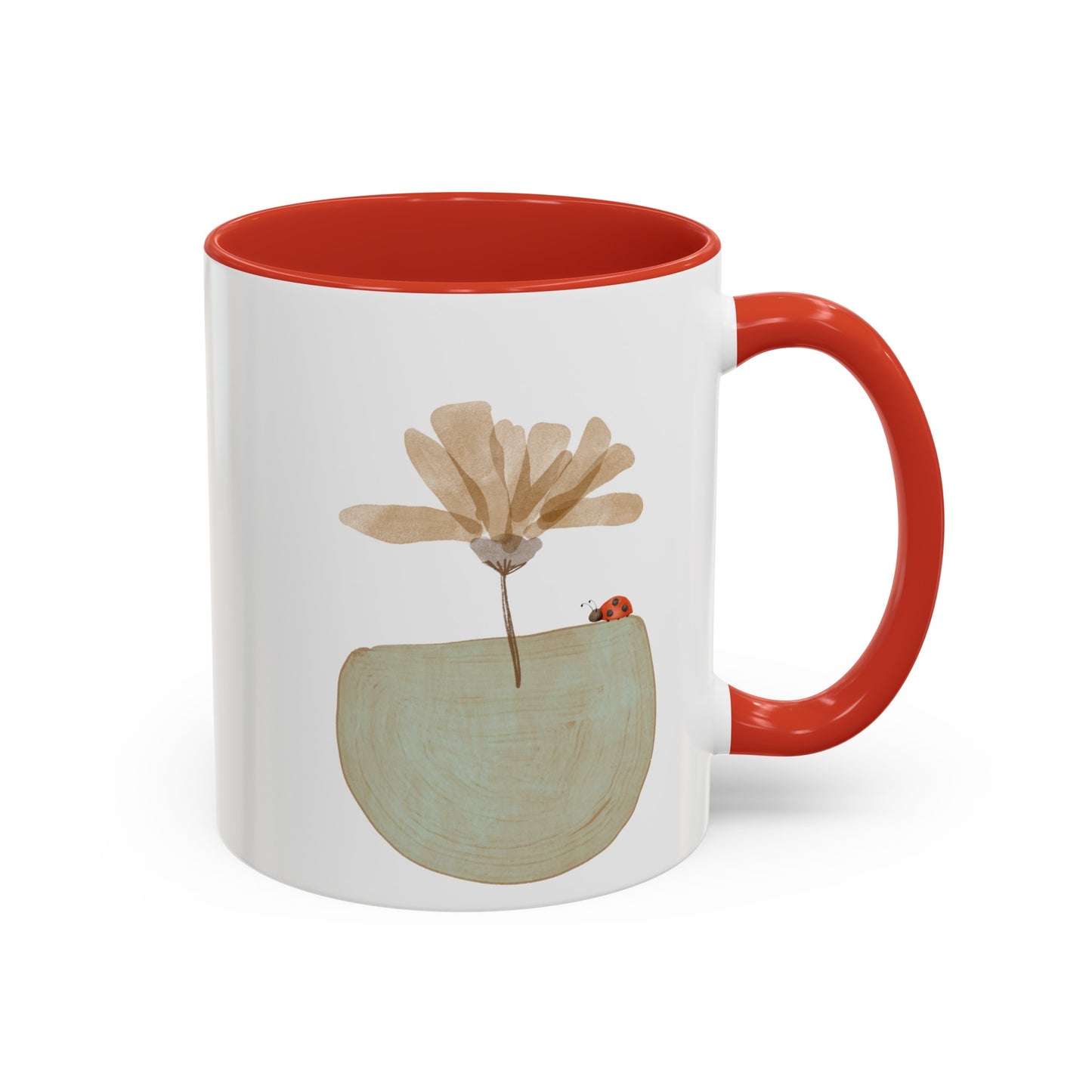 Flower and Ladybug Coffee Mug