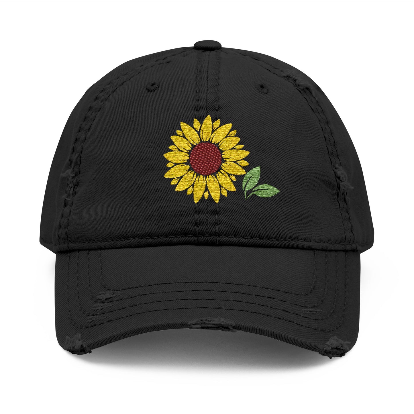 Distressed Sunflower Hat, Embroidered Cap for Garden Lovers, Casual Style, Gift for Her, Perfect for Summer Outings