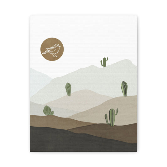 Bird Desert Cactus Canvas