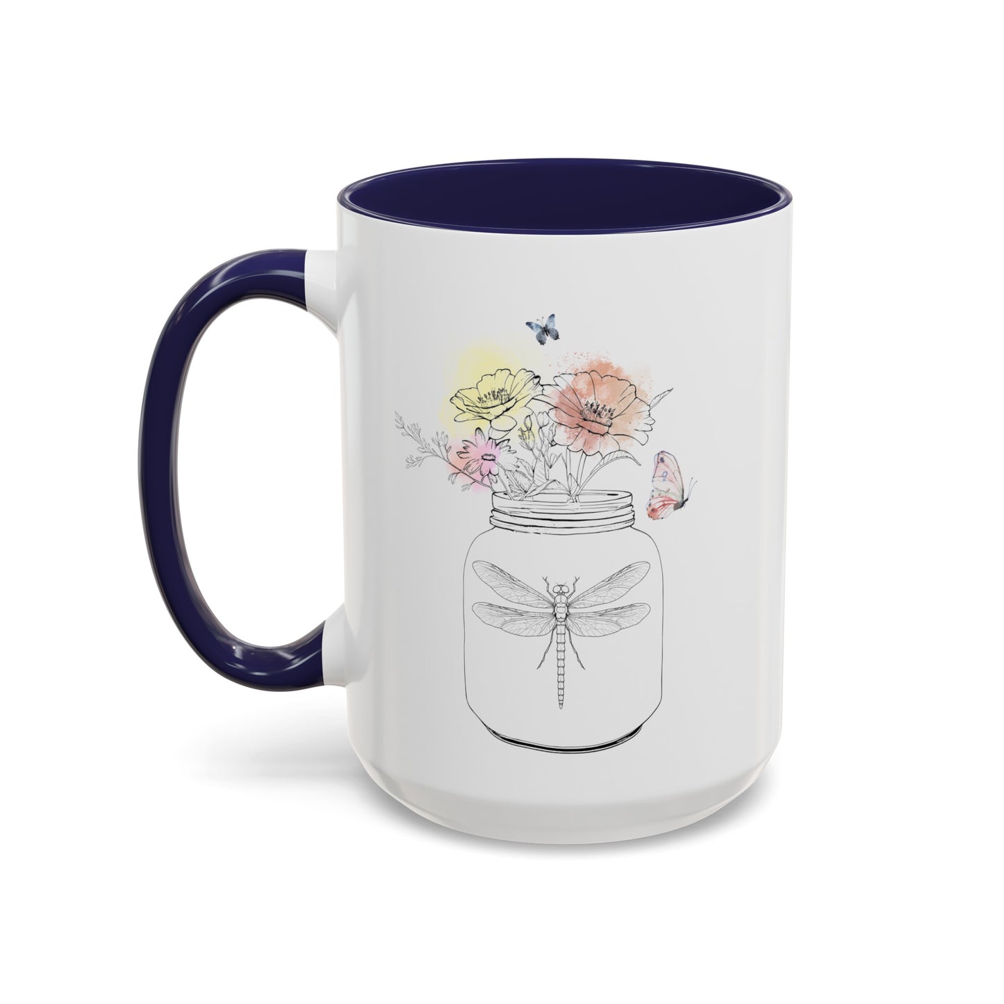 Dragonfly Flowers Butterfly Mug