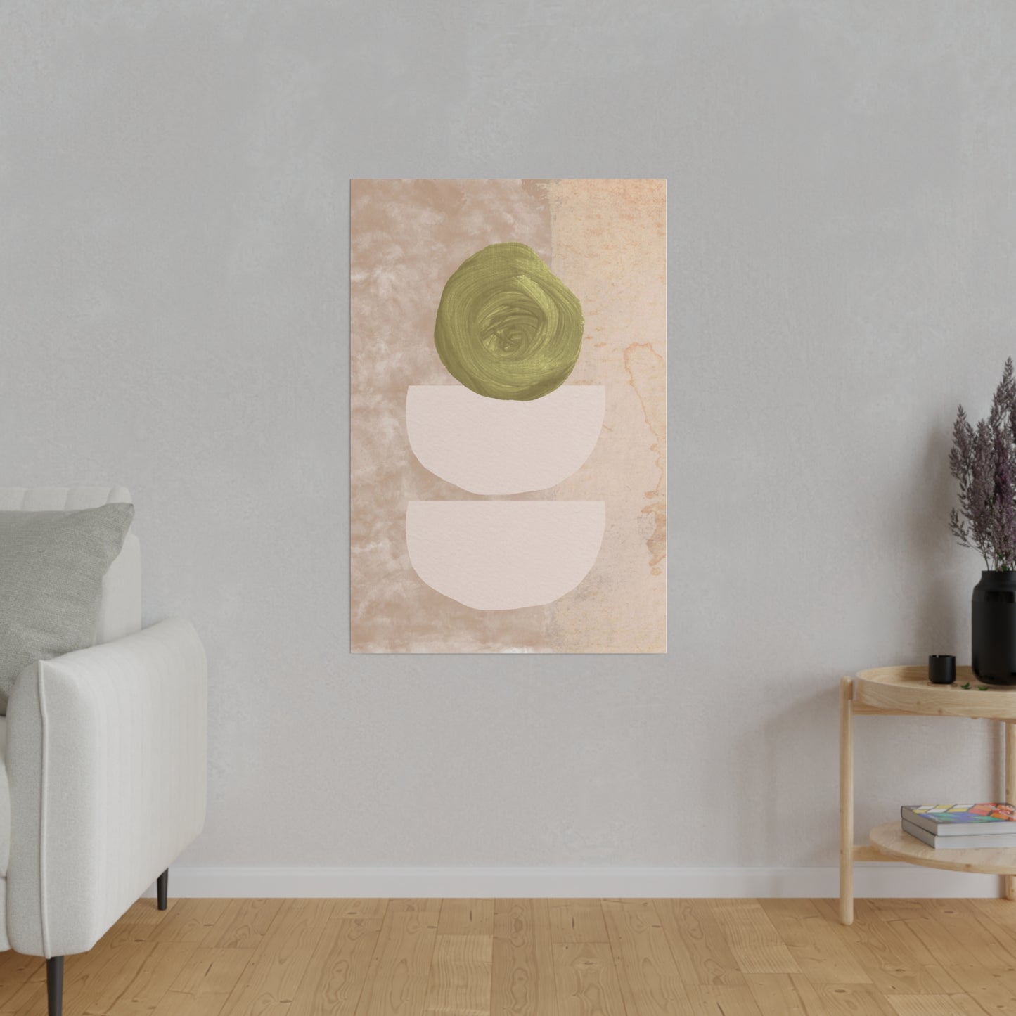 Green Beige Abstract Canvas