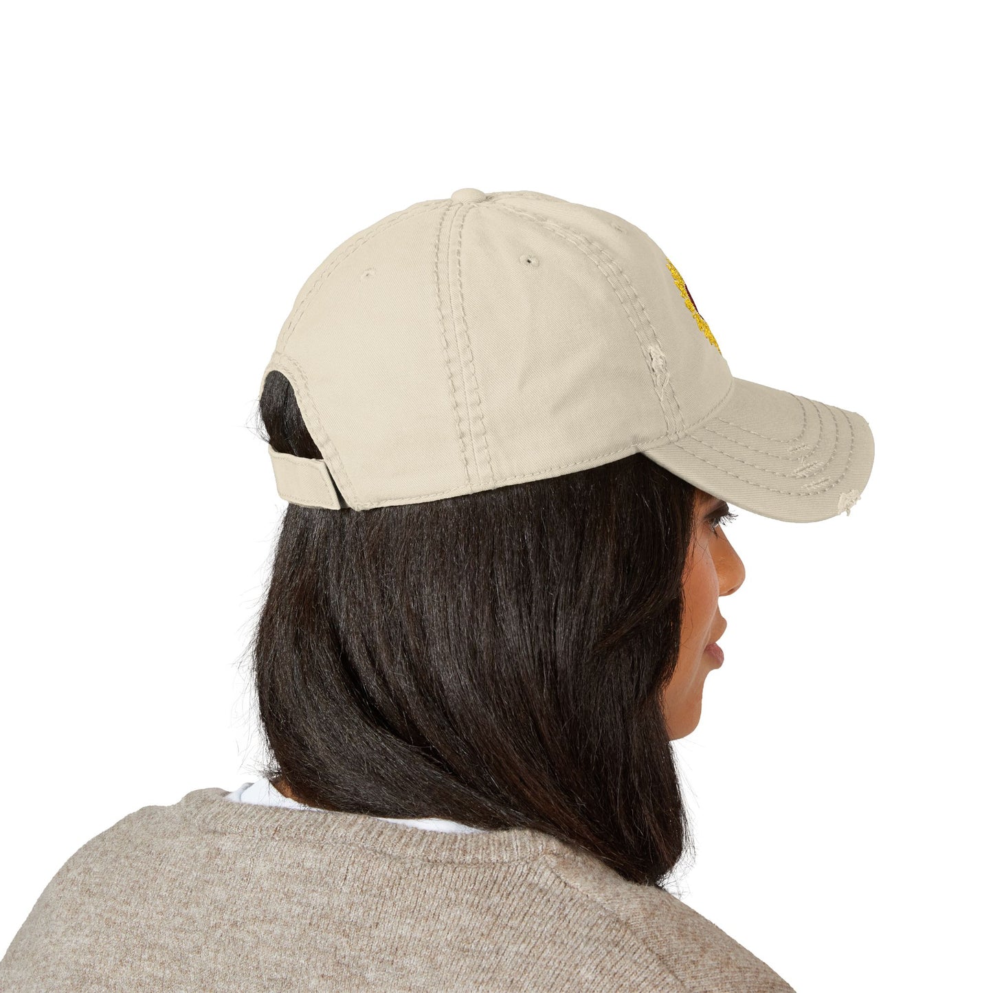 Distressed Sunflower Hat, Embroidered Cap for Garden Lovers, Casual Style, Gift for Her, Perfect for Summer Outings