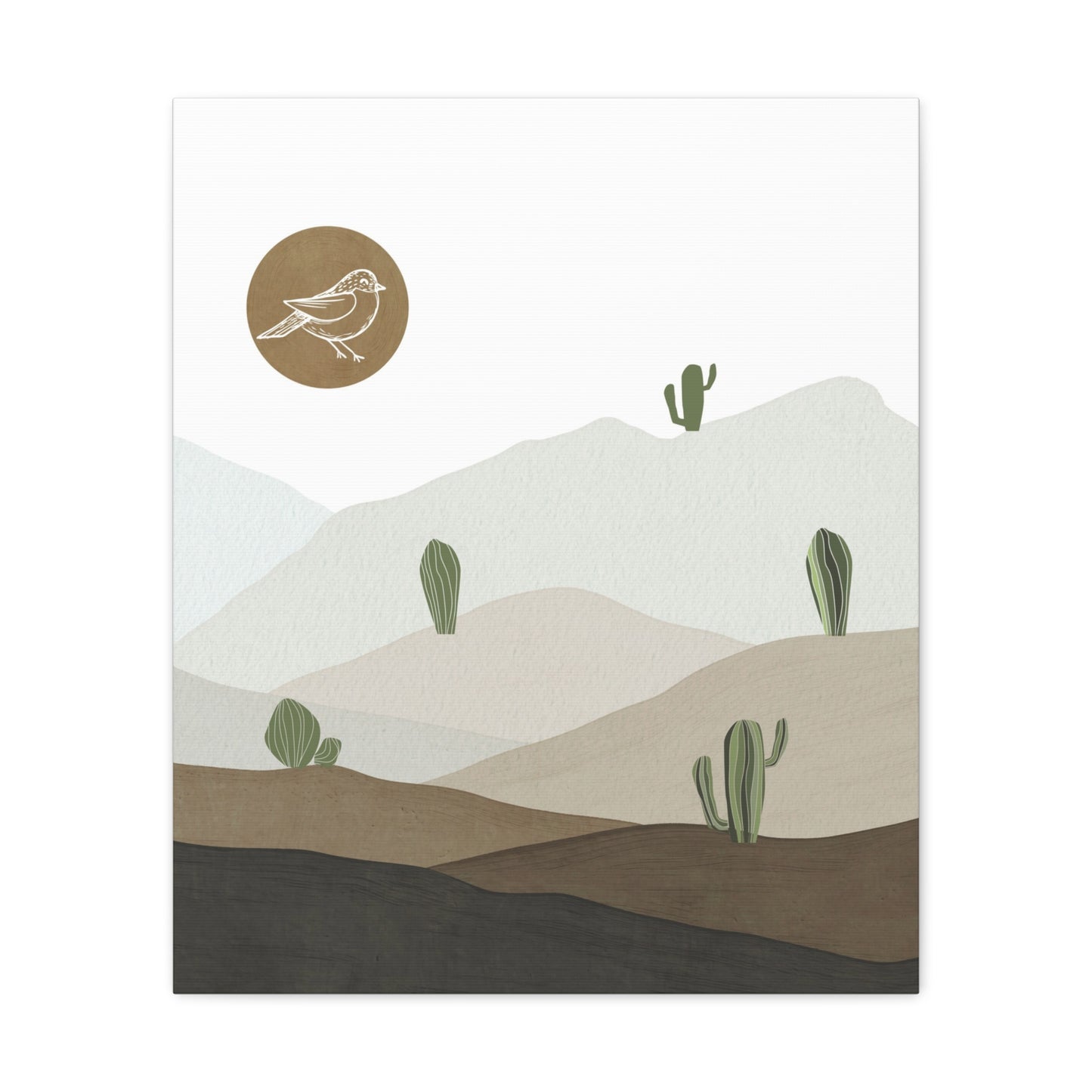 Bird Desert Cactus Canvas