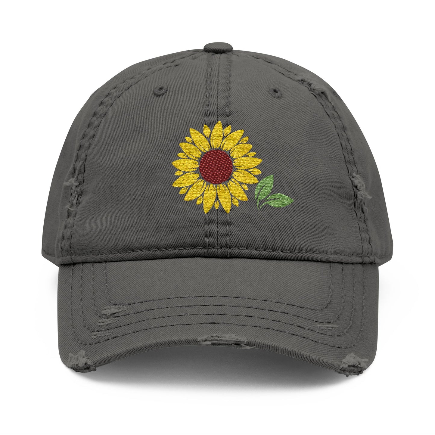 Distressed Sunflower Hat, Embroidered Cap for Garden Lovers, Casual Style, Gift for Her, Perfect for Summer Outings