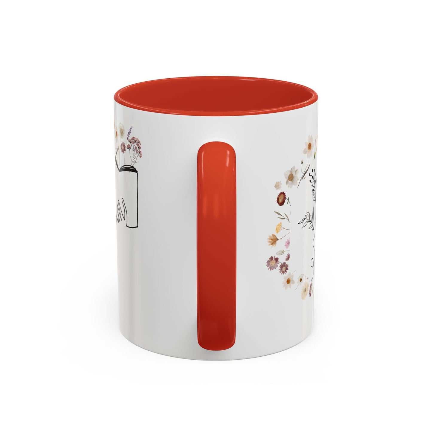 Floral Design Coffee Mug, Cozy Gift for Readers, Cute Decor for Home, Perfect for Coffee Lovers, Unique Kitchen Accessories