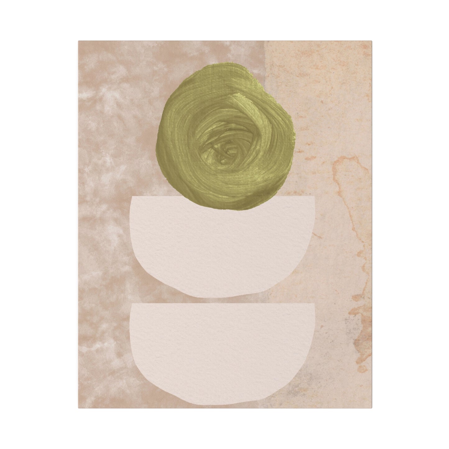 Green Beige Abstract Canvas