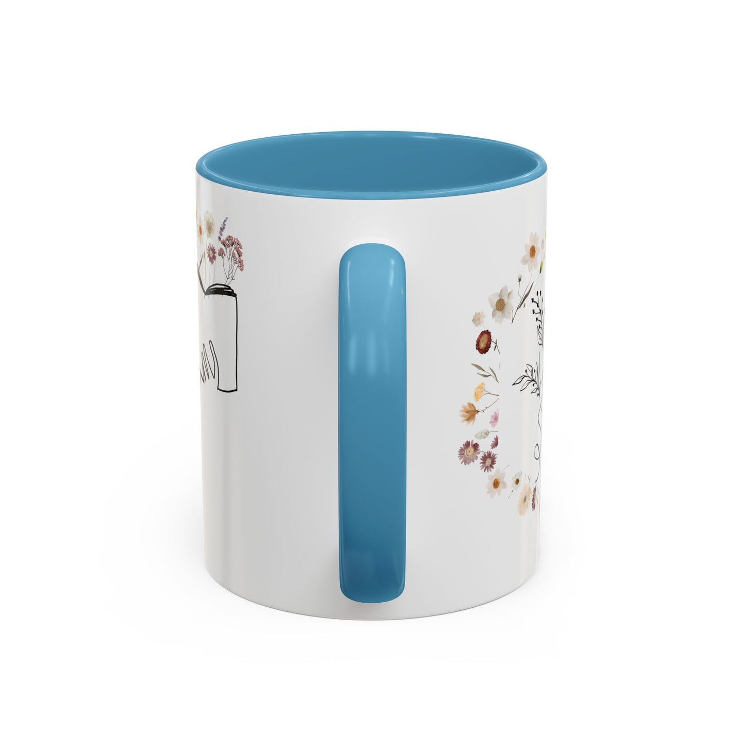 Floral Design Coffee Mug, Cozy Gift for Readers, Cute Decor for Home, Perfect for Coffee Lovers, Unique Kitchen Accessories