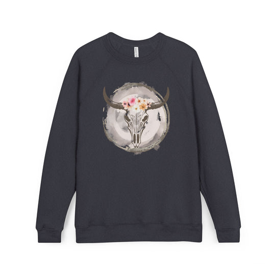 Boho Floral Skull Sweatshirt - Unisex Cozy Fleece, Perfect for Casual Wear, Gift for Nature Lovers, Everyday Comfort, Festival Style