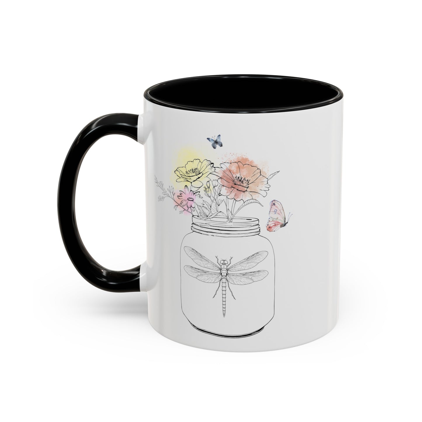 Dragonfly Flowers Butterfly Mug