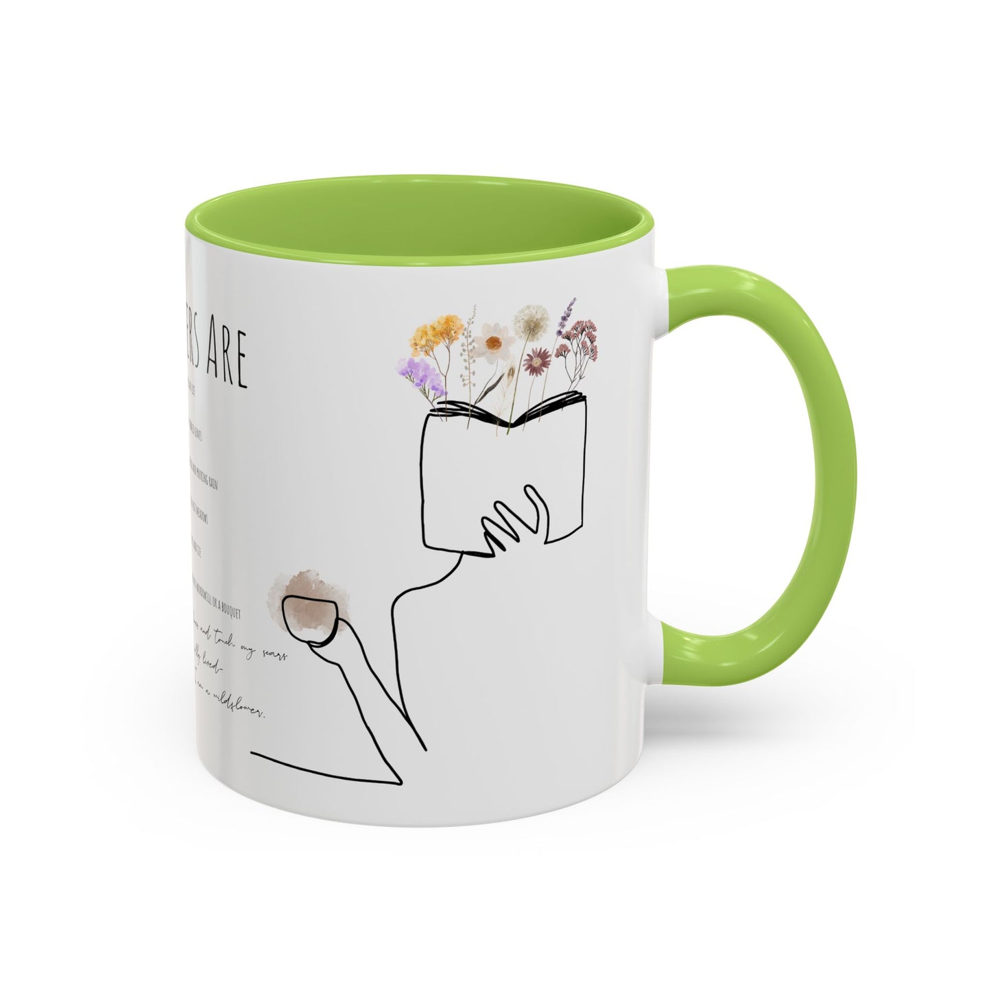 Floral Design Coffee Mug, Cozy Gift for Readers, Cute Decor for Home, Perfect for Coffee Lovers, Unique Kitchen Accessories