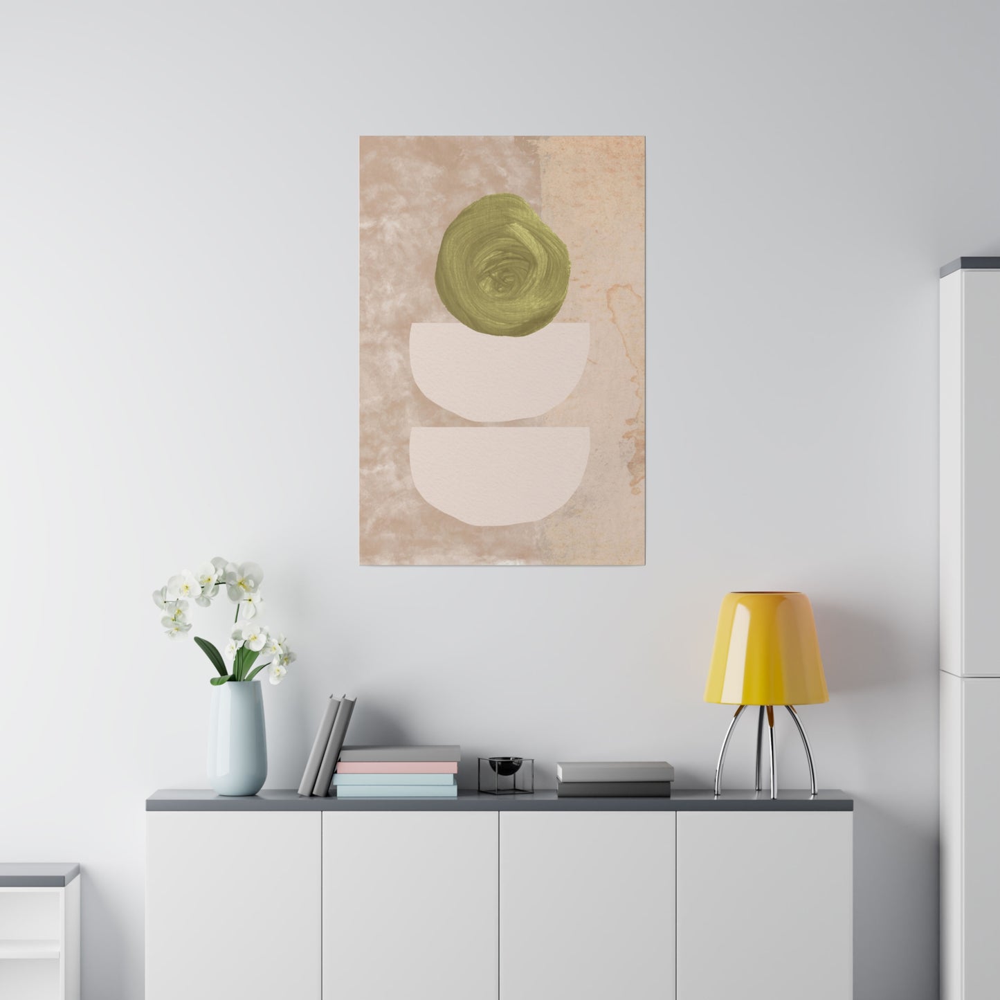 Green Beige Abstract Canvas