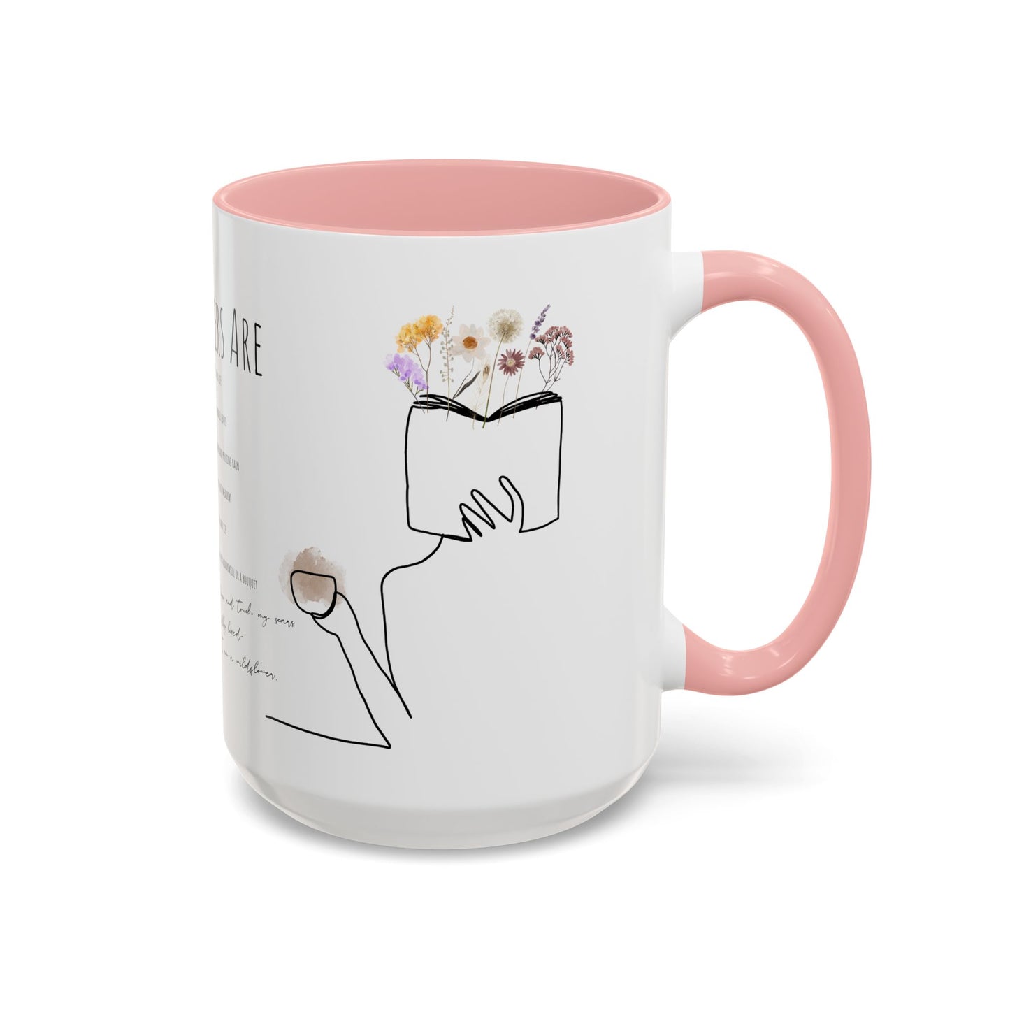 Floral Design Coffee Mug, Cozy Gift for Readers, Cute Decor for Home, Perfect for Coffee Lovers, Unique Kitchen Accessories