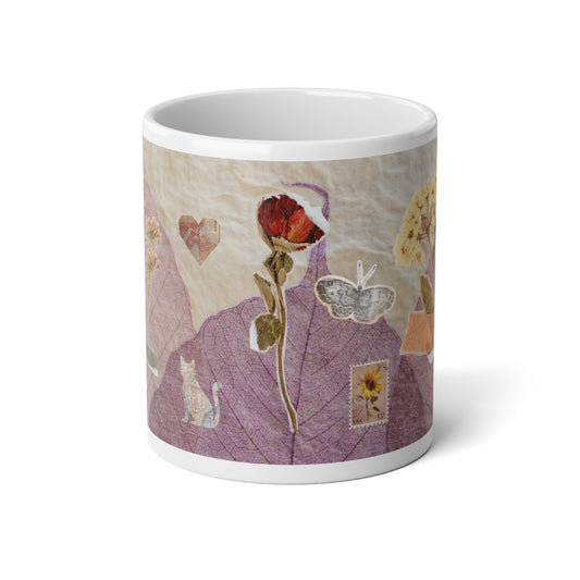 Floral Jumbo Coffee Mug - 20oz, Spring Gift, Tea Lover's Delight, Kitchen Decor, Personalized Mug, Mother's Day Gift, Scrapbook Art