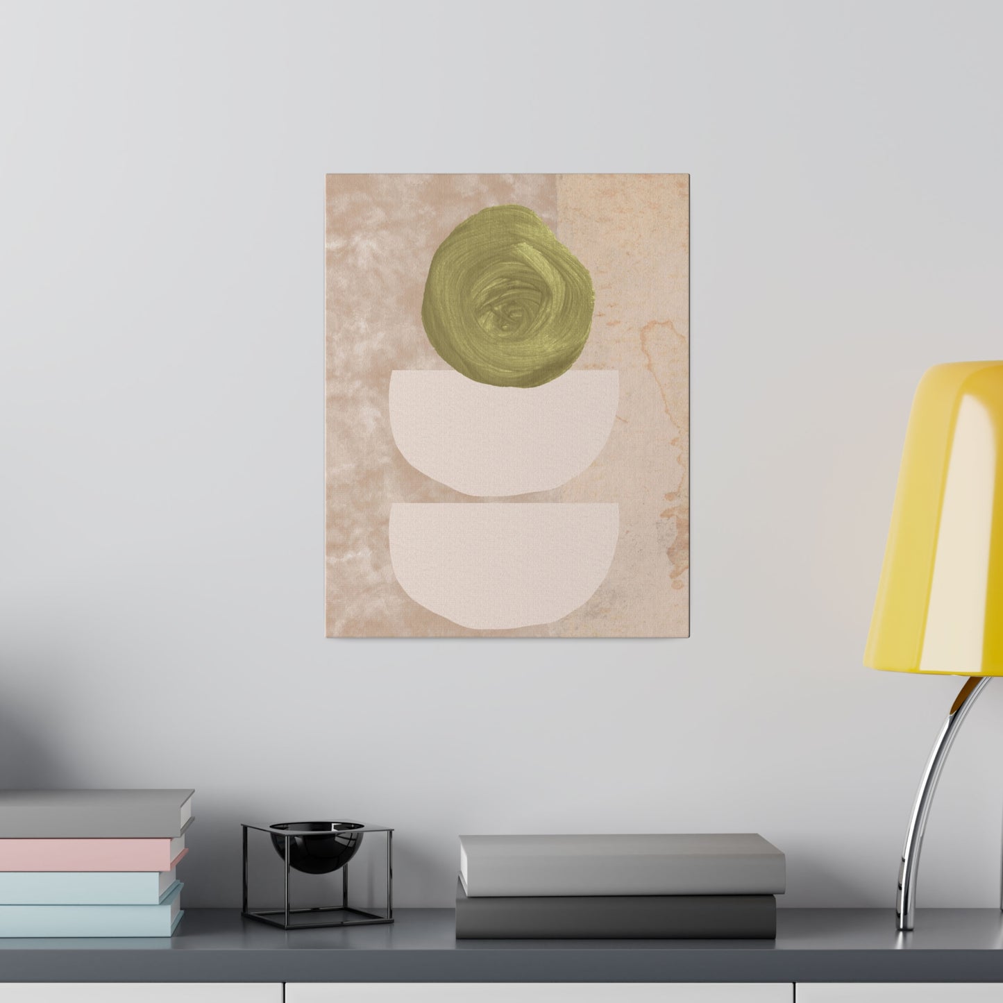 Green Beige Abstract Canvas