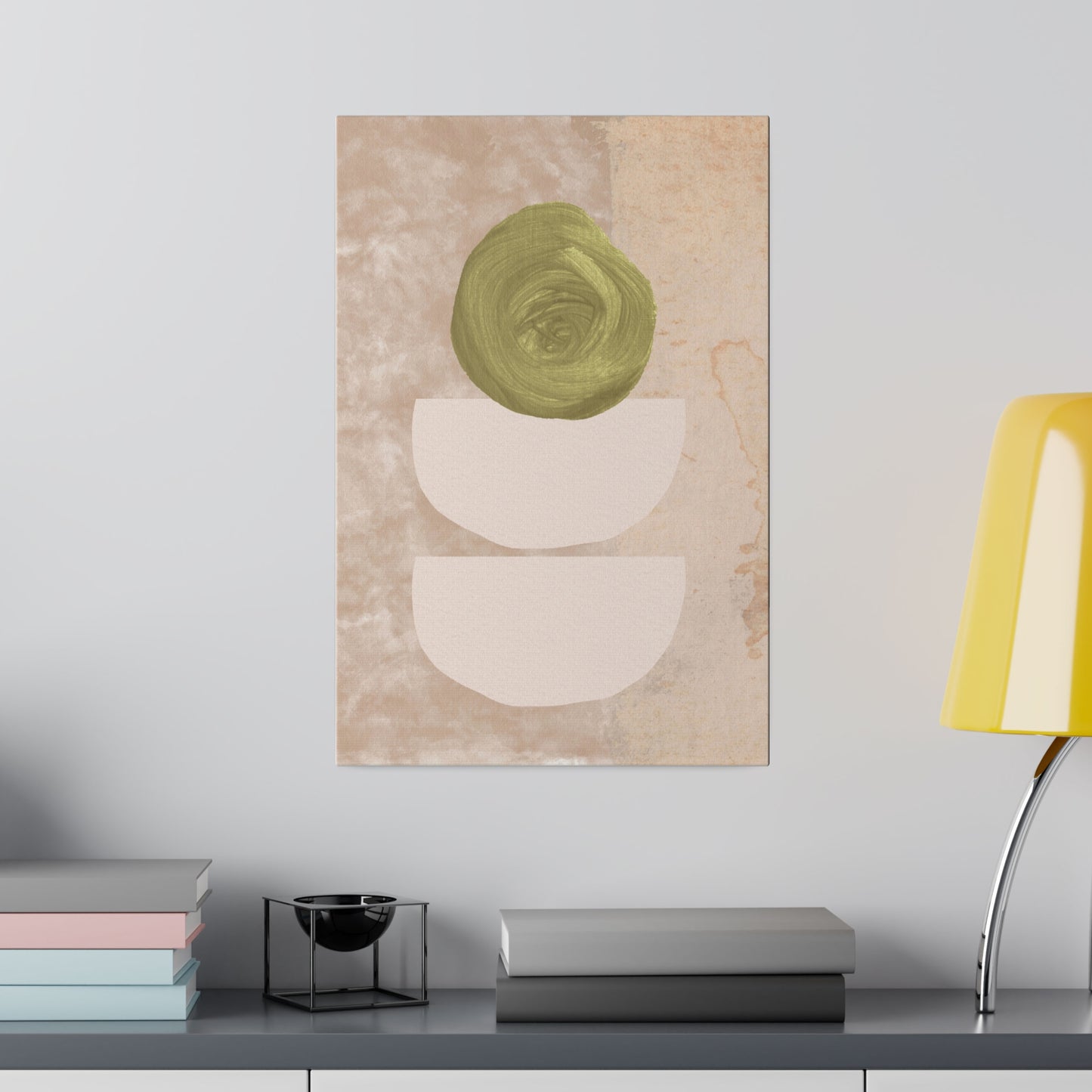 Green Beige Abstract Canvas