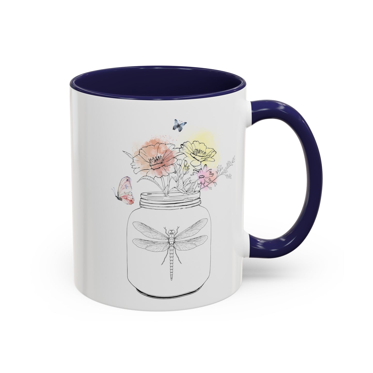 Dragonfly Flowers Butterfly Mug