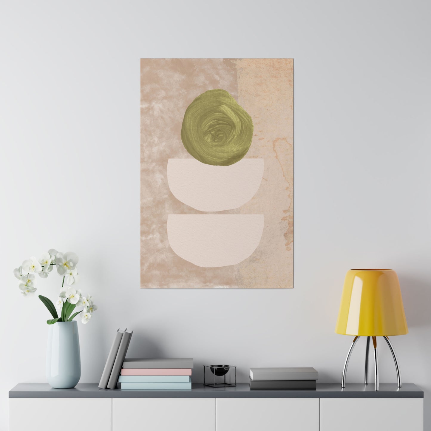 Green Beige Abstract Canvas