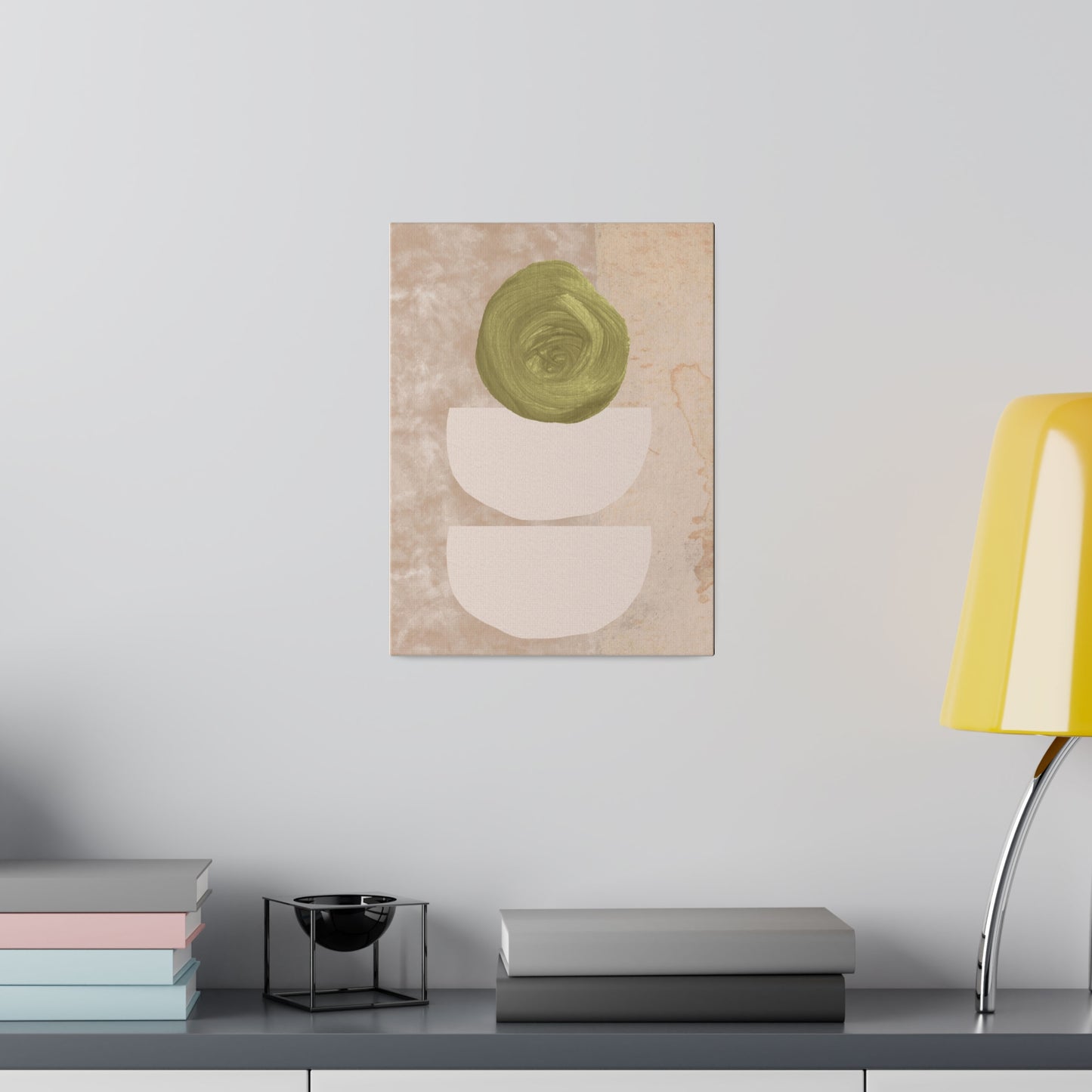 Green Beige Abstract Canvas