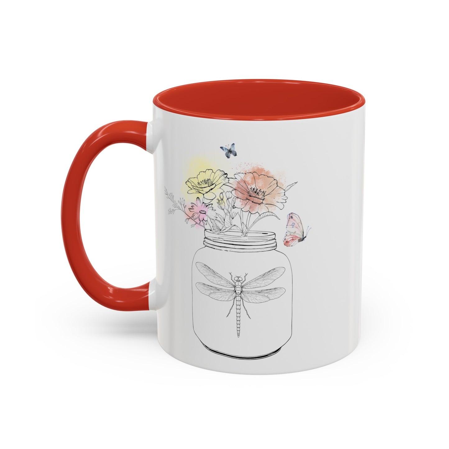 Dragonfly Flowers Butterfly Mug