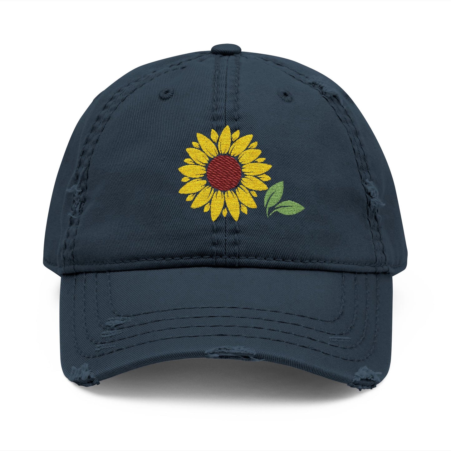 Distressed Sunflower Hat, Embroidered Cap for Garden Lovers, Casual Style, Gift for Her, Perfect for Summer Outings
