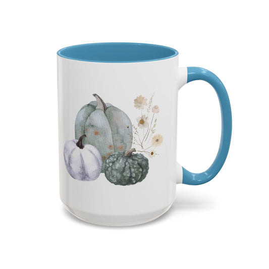 Blue Pumpkin & Fall Flower Mug