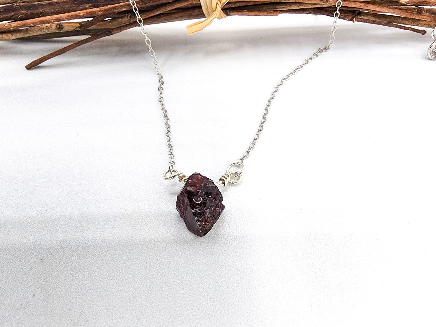 Raw Garnet Necklace