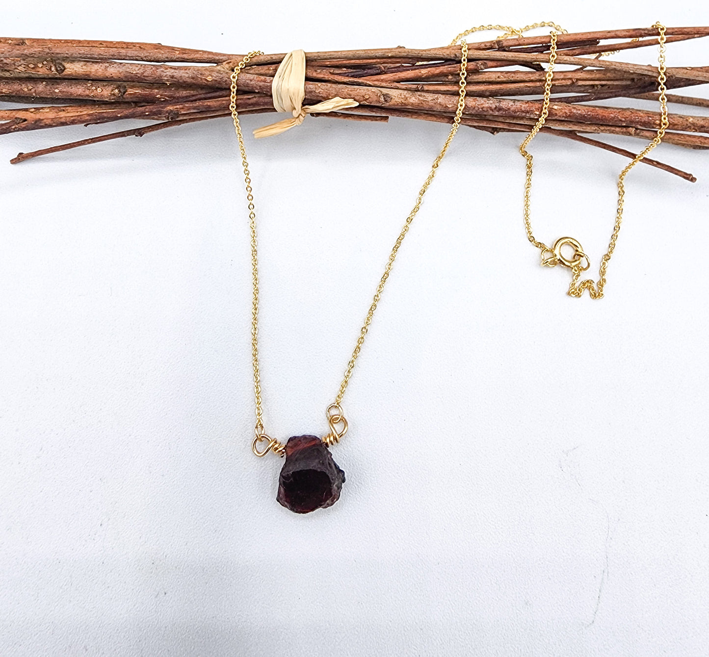 Raw Garnet Necklace