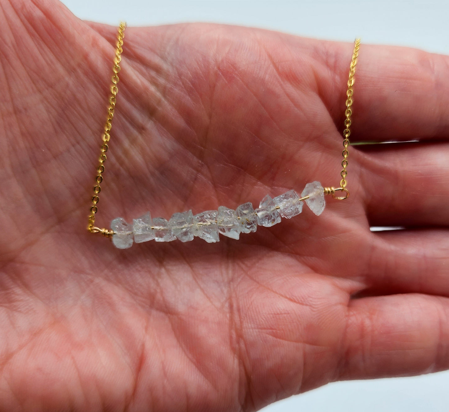 Sky Blue Raw Aquamarine Necklace