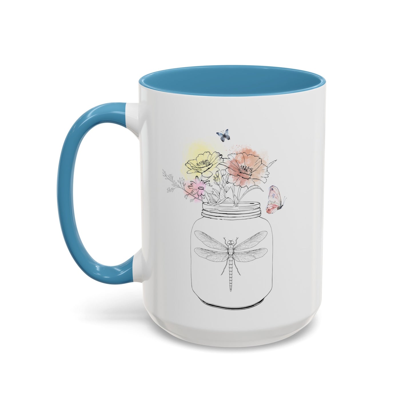 Dragonfly Flowers Butterfly Mug