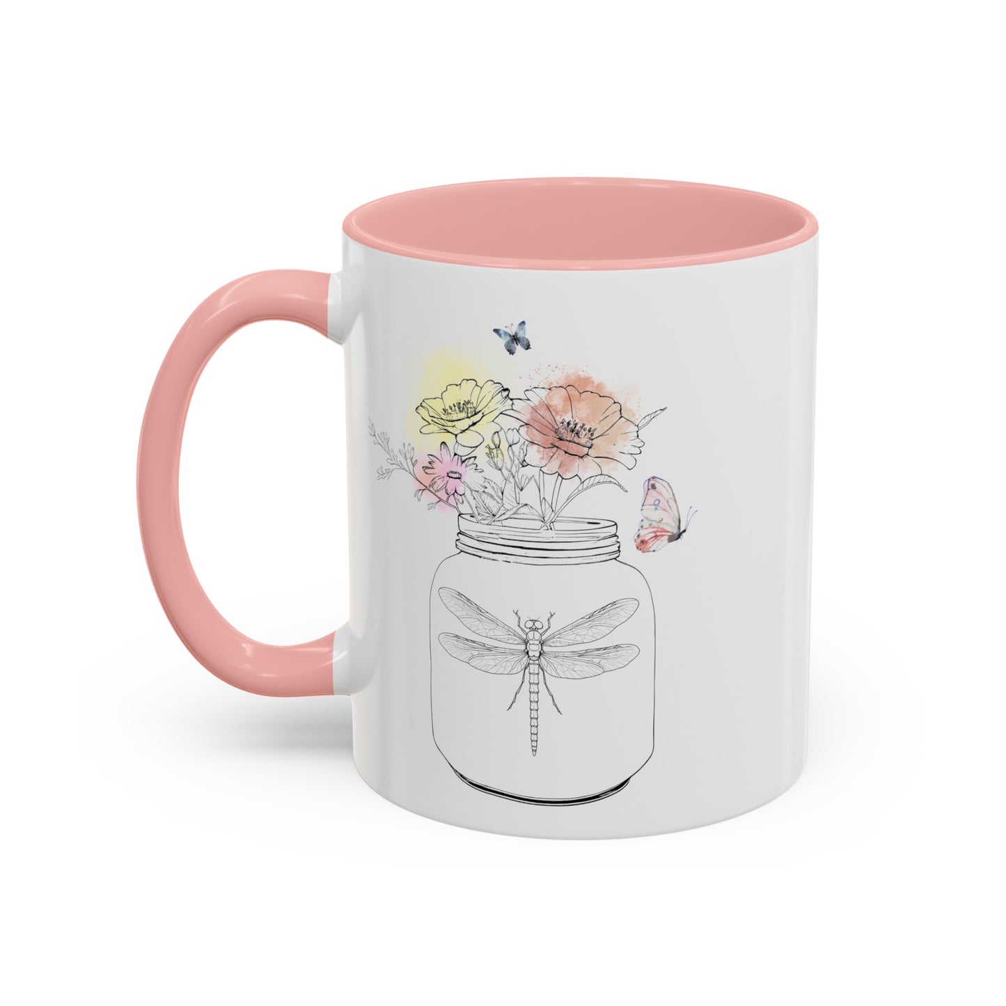 Dragonfly Flowers Butterfly Mug