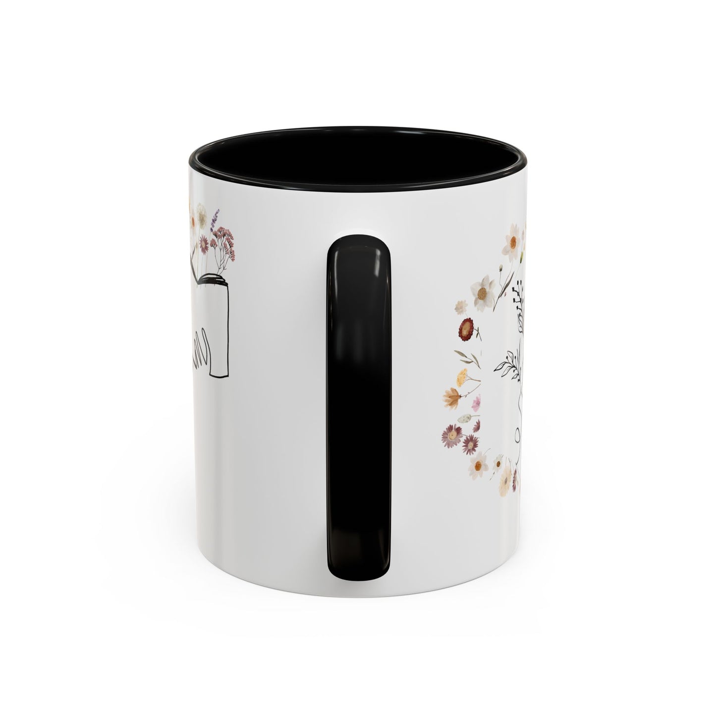 Floral Design Coffee Mug, Cozy Gift for Readers, Cute Decor for Home, Perfect for Coffee Lovers, Unique Kitchen Accessories