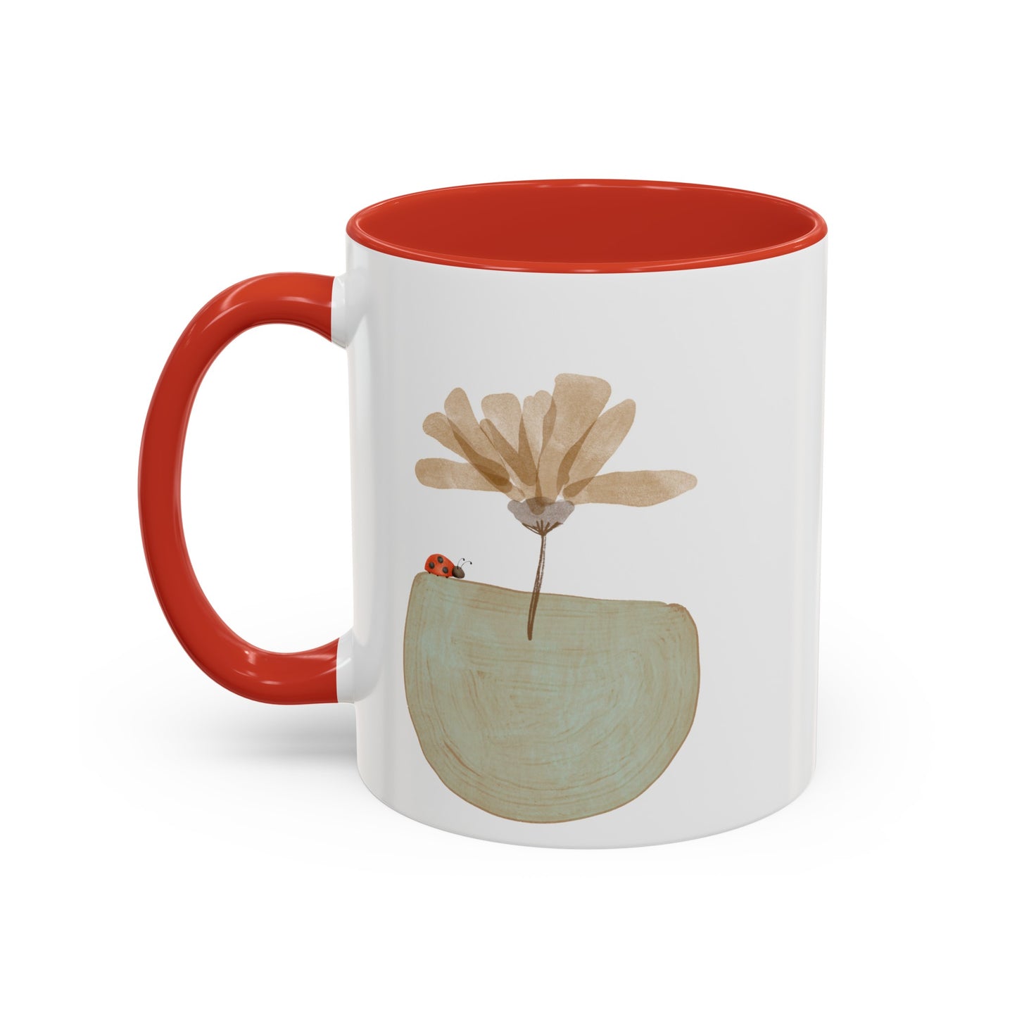 Flower and Ladybug Coffee Mug