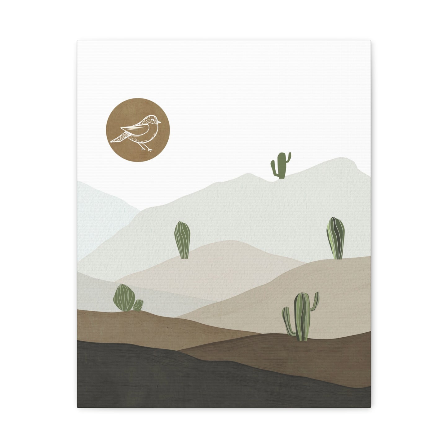 Bird Desert Cactus Canvas