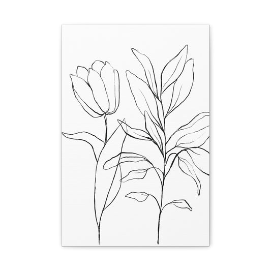 black and white flower wall art