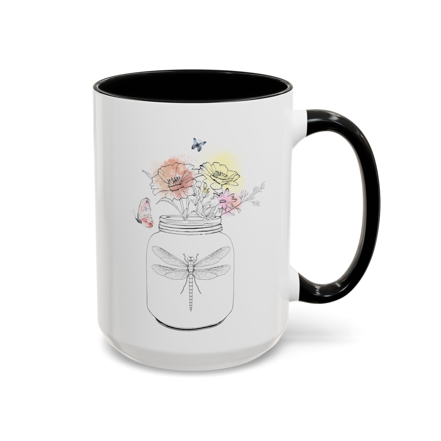 Dragonfly Flowers Butterfly Mug