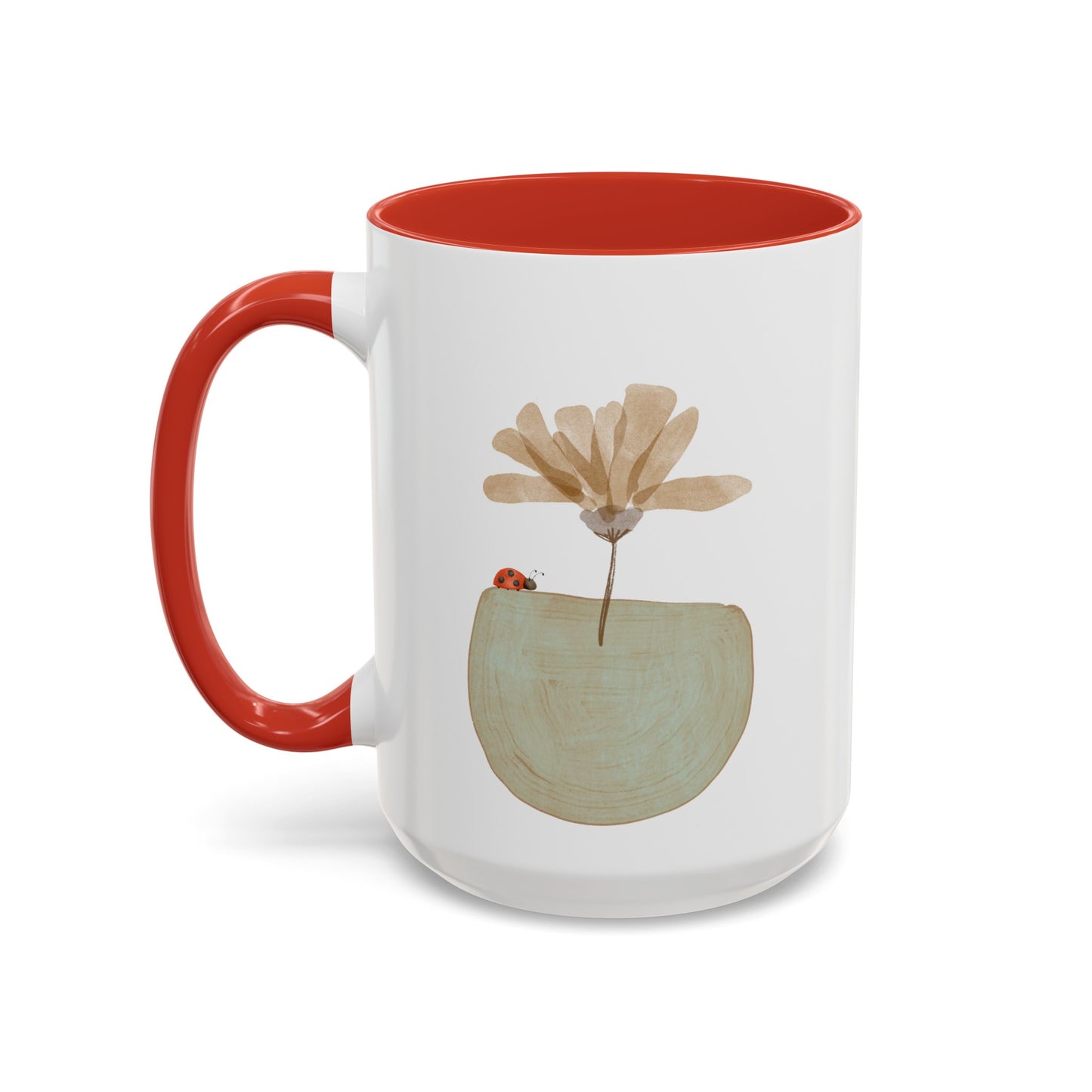 Flower and Ladybug Coffee Mug