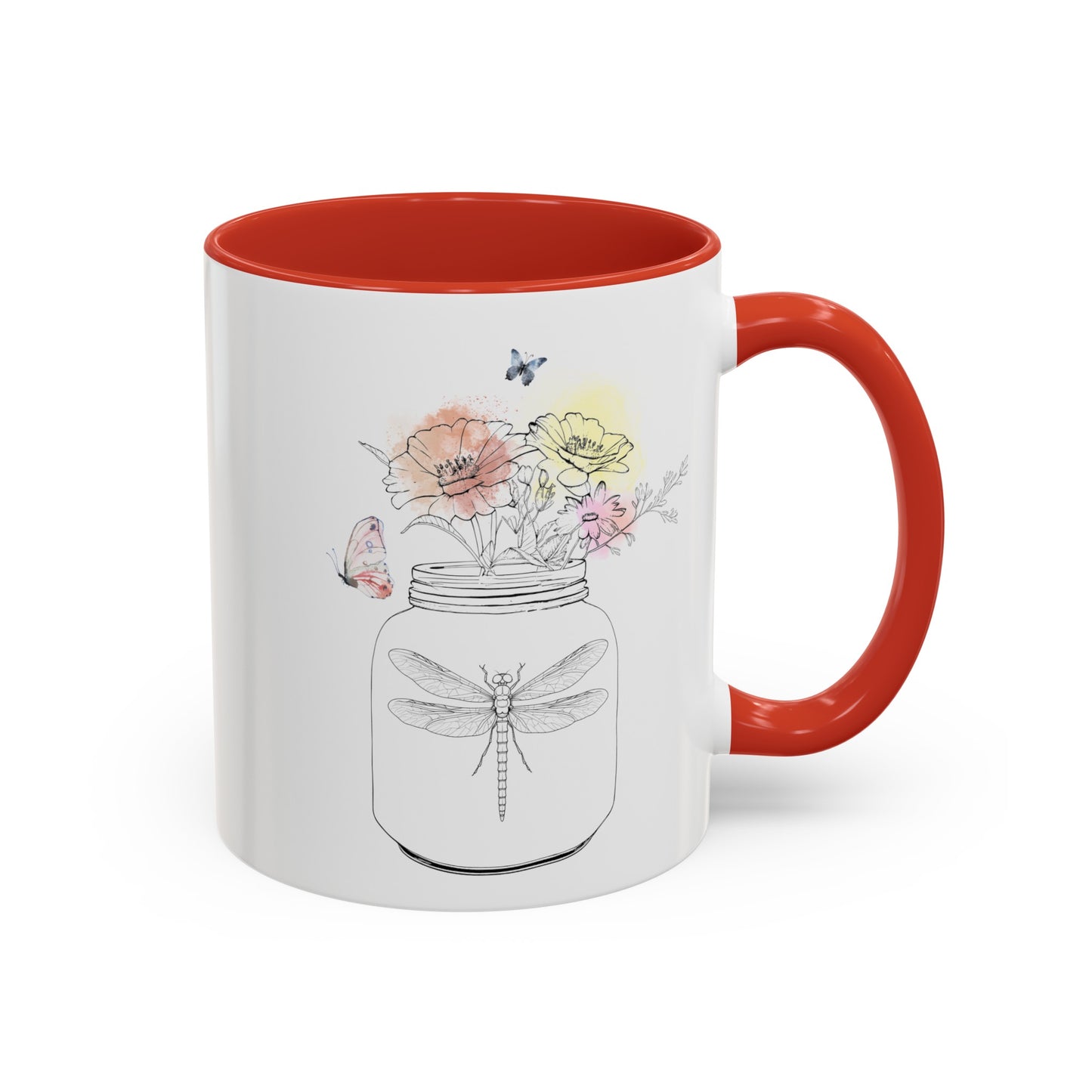 Dragonfly Flowers Butterfly Mug