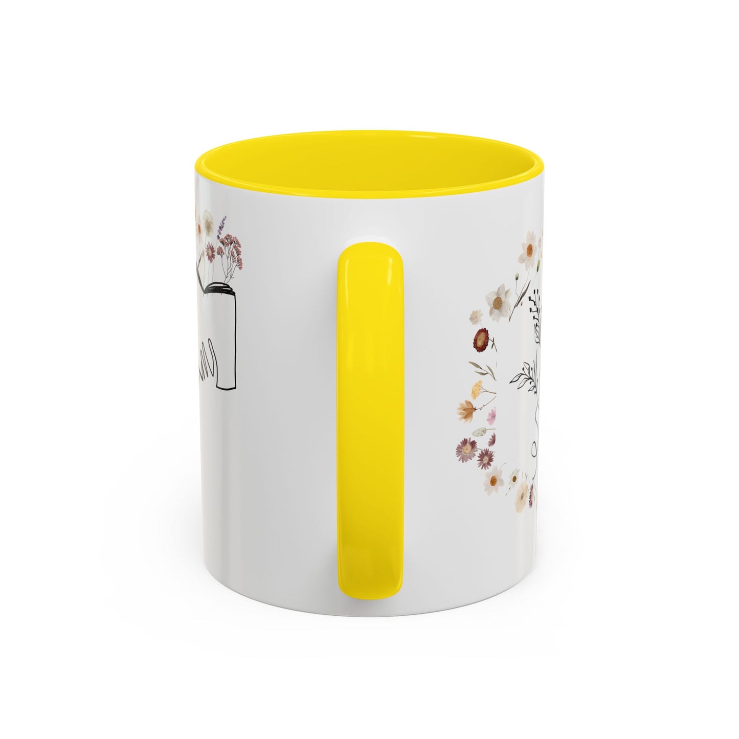 Floral Design Coffee Mug, Cozy Gift for Readers, Cute Decor for Home, Perfect for Coffee Lovers, Unique Kitchen Accessories